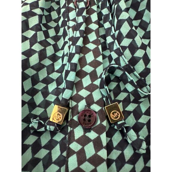 Michael Michael Kors Geometric Print Long Sleeve Button Up Blouse Top Size 1X - Picture 10 of 13